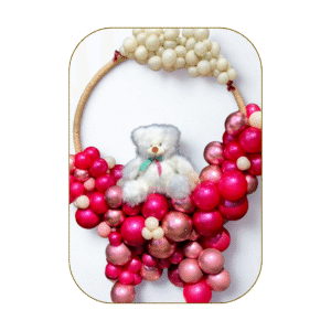 aro con osito y globos rosados